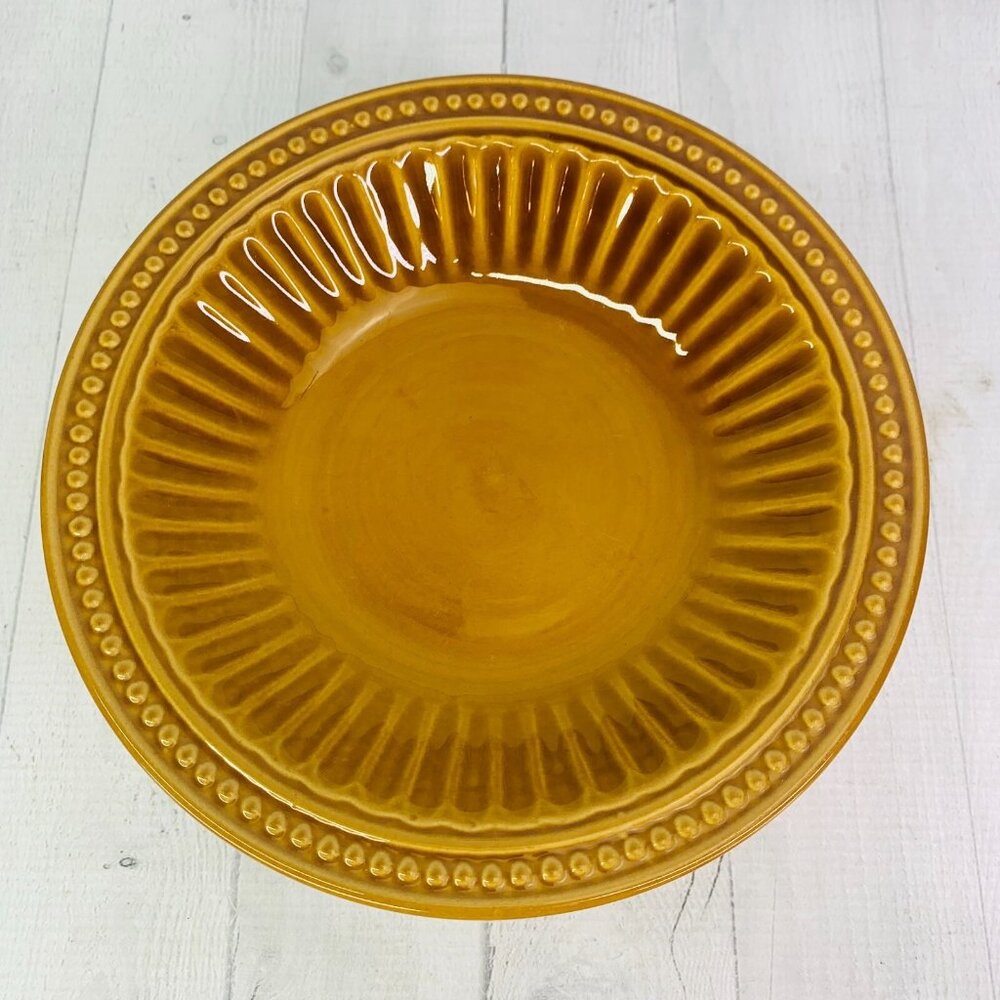 Gibson REGENT PARK Golden Brown Stoneware  Embossed Dots Soup Cereal Bowls Set 6 - Picture 8 of 10